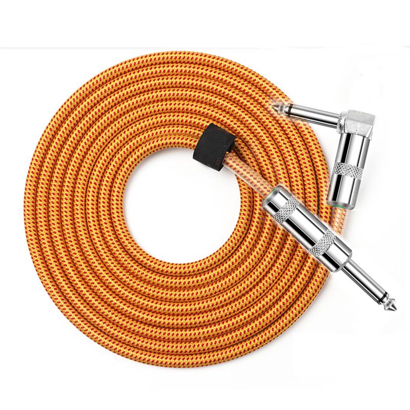  1/4 Inch Right Angle to straight Instrument Cable, Nickel plated Electric Guitar Cord and Amp Cable
