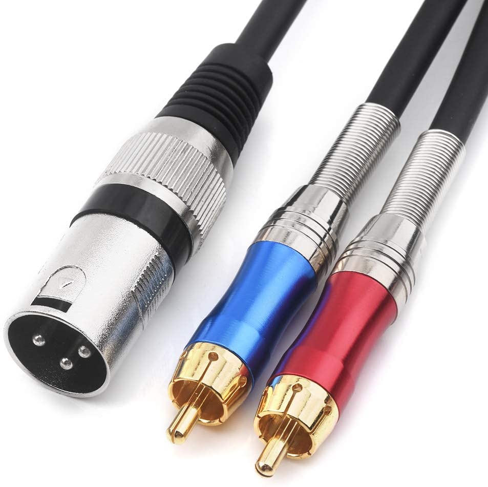  RCA to XLR Cable, Dual RCA Male to XLR Male Cable, 2 RCA Male to XLR Male HiFi Audio Cable