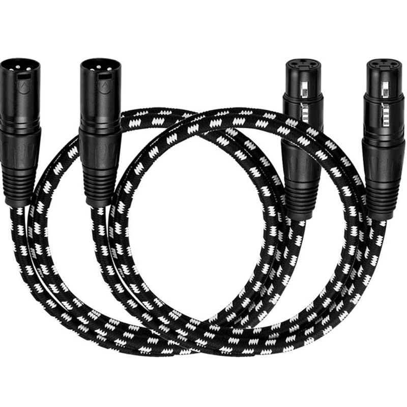  XLR Microphone Cables 25 ft 6 Packs Braided – Premium Balanced XLR Male to Female DMX MIC Cab