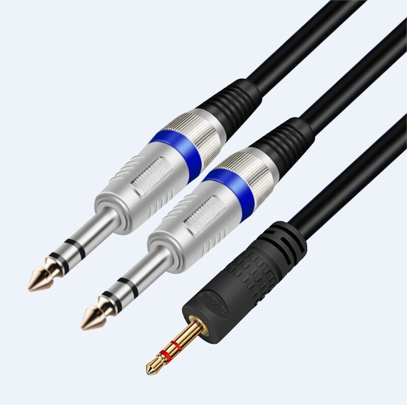 3.5 to double 6.5 audio cables, one split two conn